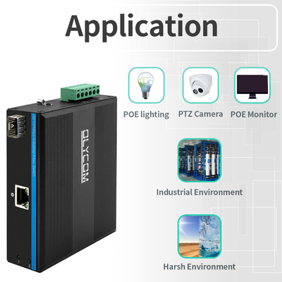10 / 100Mbps SFP Kafes Fiber Medya Dönüştürücü Din Ray Tipi Endüstriyel Seviye Mini Boyut