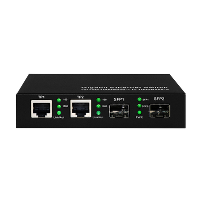 Ticari Ethernet Fiber Optik Anahtar 4 Bağlantı Noktalı Sfp Yönetilmeyen Gigabit