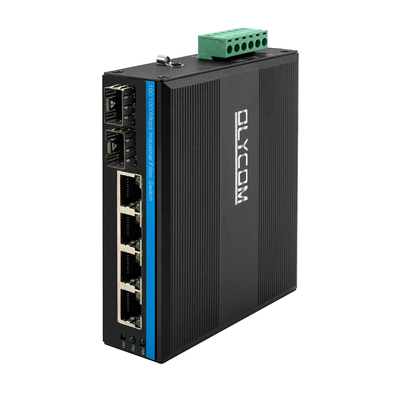 Dc 48-52v Endüstriyel Yönetilmeyen Poe Değiştiricisi Gigabit Ethernet 6 Port Rj45 Fiber Din Rail