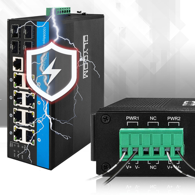 12 Port Yönetilen DC48v Endüstriyel Poe Değiştiricisi Din Rail Gigabit Ethernet Fiber Değiştiricisi