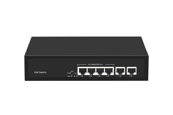 6 port 10/100M Ethernet CCTV POE Switch desteği PoE Af/At 120W Bütçe 2*10/100M Uplink portları