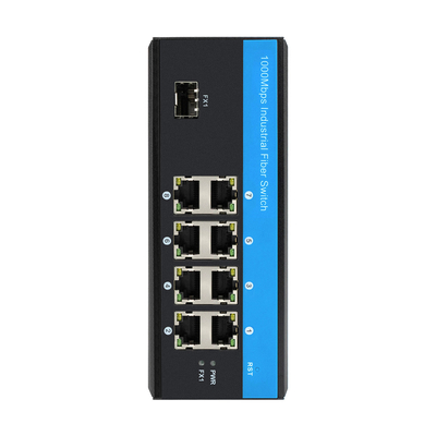 Din Ray Montajı IP40 48v Fiber POE Anahtarı Endüstriyel 8 Bağlantı Noktalı Gigabit