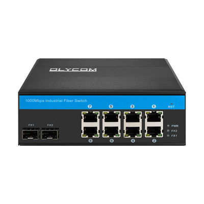 Kalite  48VDC DIN Rail Mounting Industrial Unmanaged POE Switch 8 Gigabit RJ45 Ports fabrika
