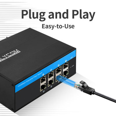 8 Port PoE Ethernet Değiştiricisi Endüstriyel Yönetilmeyen Ağ 120W/240W DC48V IP40 Rated
