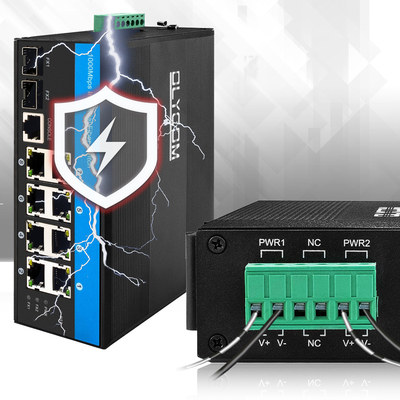 8 Port Endüstriyel Yönetilen PoE Değiştiricisi 2.5G Ring Fiber 240W Bütçe Gigabit Ağı DC48V Giriş
