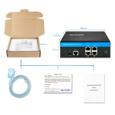 Endüstriyel Akıllı Yönetilebilir Ethernet Anahtar 5-Port Gigabit Ağ SFP Fiber Port IP40 Dereceli