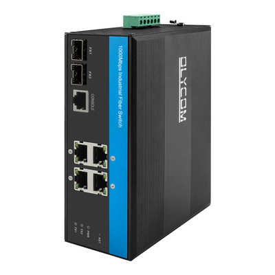 IP40 DC24V Gigabit Endüstriyel Yönetimli Ethernet Anahtarı Ethernet SFP Uplink Fiber
