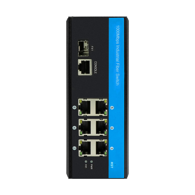 7 Bağlantı Noktalı Yönetimli Fiber Ethernet Din Raylı Gigabit Anahtar DC12V CLI SNMP Desteği