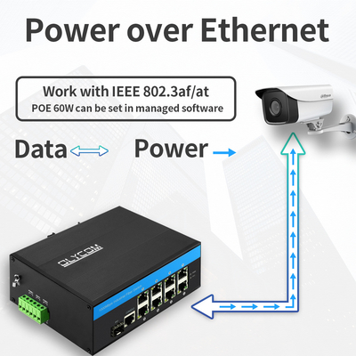 8 Port Endüstriyel Yönetilebilir PoE Switch 2.5G SFP Uplink Gigabit Ağ Dayanıklı Kasa CE