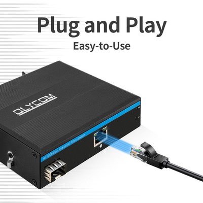 Endüstriyel PoE Medya Dönüştürücü 10/100M Hızlı Ethernet 15.4W/30W SFP Fiber IP Kameralar İçin