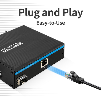 DC48V POE Endüstriyel Medya Dönüştürücüsü 100/1000M Otomatik Algılama 2 Port PSE 15.4W 30W