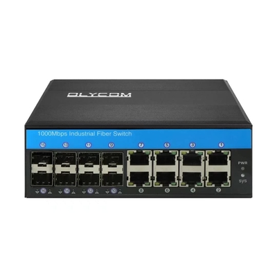 OLYCOM Yönetilen Anahtar 8 Bağlantı Noktalı Gigabit Ethernet 12V Endüstriyel Sınıf, 8 Bağlantı Noktalı SFP Din Raylı IP40 Dış Mekan Kullanımı için