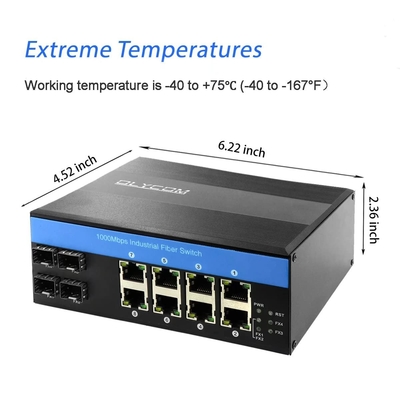 OLYCOM PoE Network Switch 8 Port 240W Bütçe Endüstriyel Gigabit Ethernet CE FCC