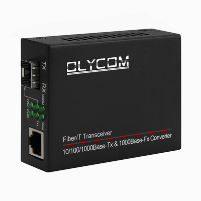 1G SFP Medya Dönüştürücü Gigabit Fiber Optic Ethernet Yönetilmeyen Mini Boyut Siyah DC5V