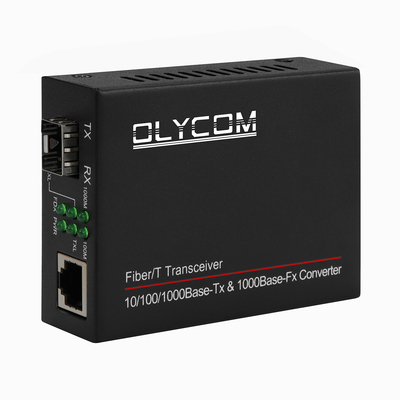 1G Yönetilmeyen SFP Fiber Optik Ethernet Dönüştürücü Mini Boy Siyah DC5V