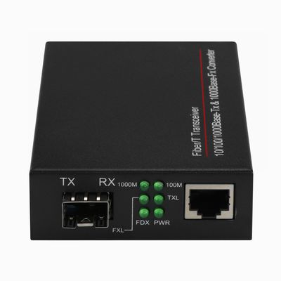 1G SFP Medya Dönüştürücü Gigabit Fiber Optik Ethernet Yönetilmeyen Mini Boyut Siyah DC5V CE