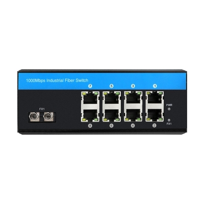 8 Port Endüstriyel Gigabit Ağı Değiştiricisi Yönetilmemiş ST Fiber Tek Mod 30Km DC24V