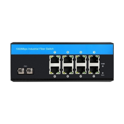 9 Bağlantı Noktalı Endüstriyel Gigabit Yönetilmeyen Ethernet Anahtarı ST Fiber Tekli Mod 30km Dc24v