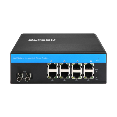8 Port Endüstriyel Gigabit Ağı Değiştiricisi Yönetilmemiş ST Fiber Tek Mod 30Km DC24V
