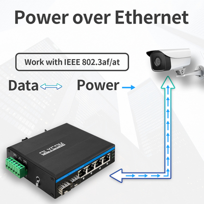 6 Bağlantı Noktalı Tam Gigabit Endüstriyel Ethernet PoE+ POE Fiber Anahtar Din Ray 120W Bütçe OEM