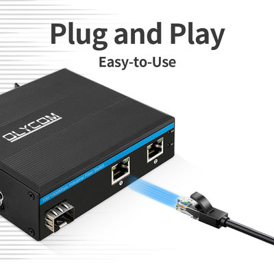 Gigabit 30W 60W PoE Değiştirici Genişletici Endüstriyel Sınıf SFP Fiber Değiştirici Yönetilmemiş DC48V