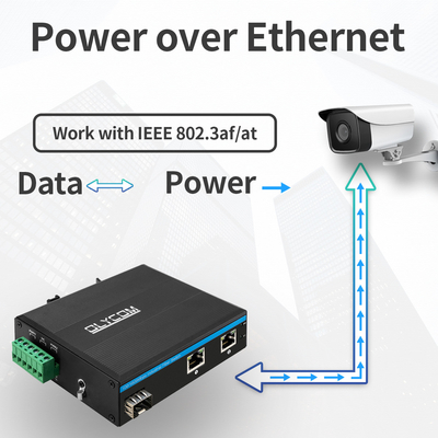 Gigabit 30W 60W PoE anahtar uzatıcı Endüstriyel sınıf SFP Fiber yönetilmemiş DC48V