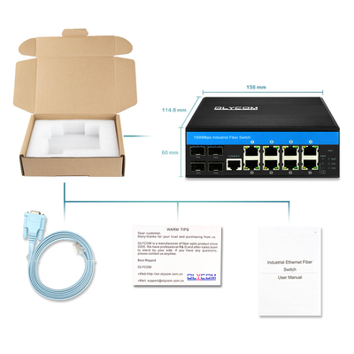 Endüstriyel Yönetilen PoE Değiştiricisi 8 Port L2 240W Temelli Bütçe Destek 1G 2.5G Fiber Ring