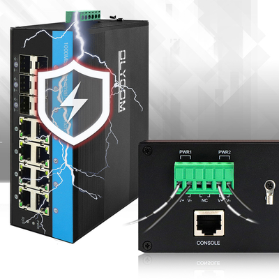 2.5G L2 Yönetilen Endüstriyel PoE Ağı Değiştirme Desteği ERPS MSTP Ring Din Rail