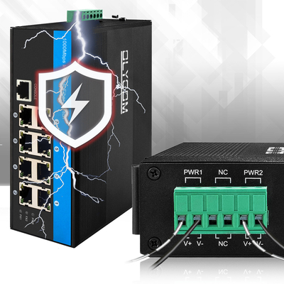 8 Port Yönetilen PoE Değiştiricisi Gigabit Ethernet 240W Aktif POE Sabit Vaka Vitesse Çip