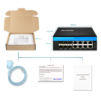 Endüstriyel Yönetilen Gigabit Ethernet Değiştiricisi 1G/2.5G Optik SFP yuvaları ERPS Halkası IP40