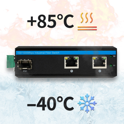 3 Port Kompakt Gigabit Ethernet Değiştiricisi 100/1000M Fiber Çift 24V Giriş