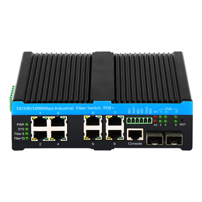 Gigabit L2 Yönetilen 90W PoE Değiştiricisi 2 Kombo Portlu 10 Port Güçlü 48V Aktif PoE