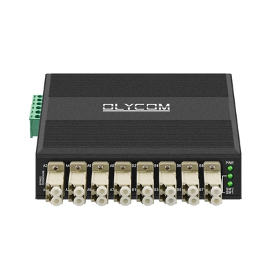 OM-FBS-44-MLC MULTIMODE OPTICAL BYPASS MODUL 8 PORT LC CONNECTOR DIN 12V 24V üzerine monte edilmiş