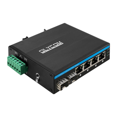 İki SFP Din Mount Poe anahtarı 1000 Mbps 4 Port, IP Kamera Poe anahtarı CCTV sistemi için