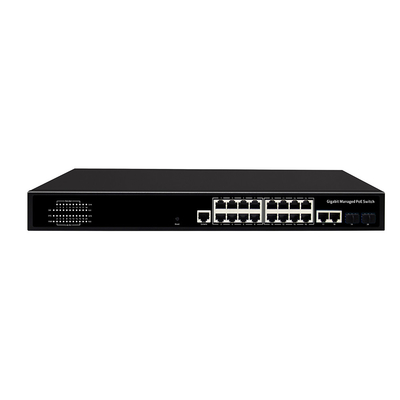16 Port Gigabit Yönetilen PoE Değiştiricisi Ticari 1U Rack 300W 2 SFP/RJ45 Uplink ile