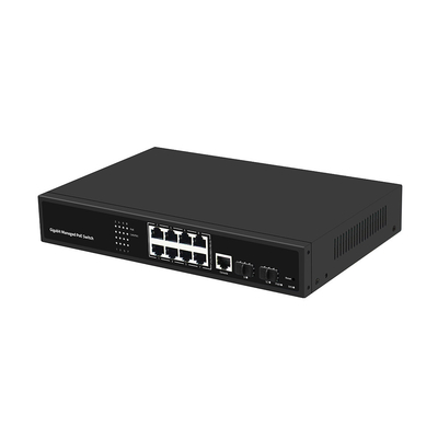 8 Port PoE Vlan Yönetilen Gigabit Fiber Switch Realtek Çip 120W Bütçe AC Girişi