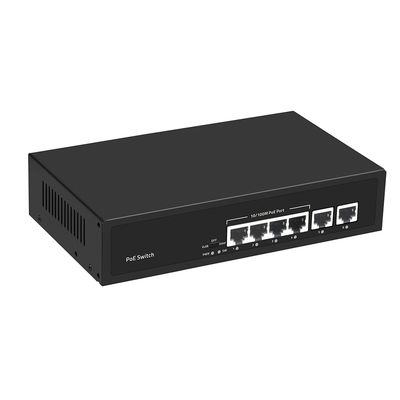 4 Portlu Hızlı Ethernet CCTV PoE Anahtarı, 2 Bakır Yükseltme Bağlantılı, 55W Güç Bütçeli, AC Girişli