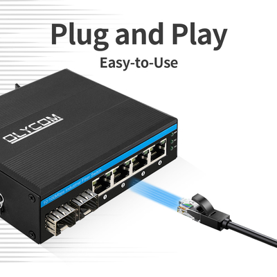 Endüstriyel Yönetilmeyen POE Değiştiricisi 4 Port 100Mbps SFP Fiber Network 15.4W/30W Standart