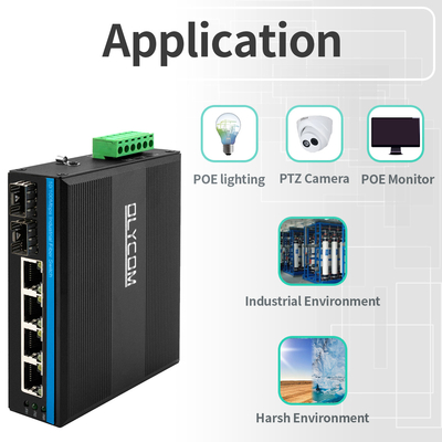 Endüstriyel Yönetilmeyen POE Değiştiricisi 4 Port 100Mbps SFP Fiber Network 15.4W/30W Standart