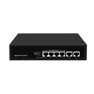 6 Bağlantı Noktalı Gigabit PoE Anahtarı 250 Metre Uzatma VLAN 60W Güç Bütçesi 220V Giriş