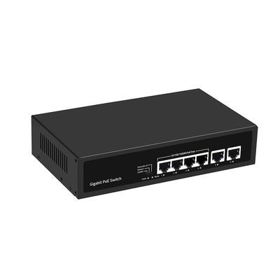 6 Bağlantı Noktalı Gigabit PoE Anahtarı 250 Metre Uzatma VLAN 60W Güç Bütçesi 220V Giriş