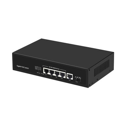 4 Port Gigabit Fiber Switch PoE Af/At 60W ile 1 SFP/Copper Uplink Ticari Sınıf CE