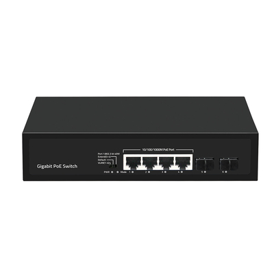 4 Port Gigabit PoE Değiştiricisi 60W Bütçe SFP Fiber 250 metre uzatma ile VLAN yönetilmemiş