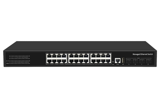 28 Port 10/100/1000Mbps yönetilen Ethernet CCTV POE 4*10G SFP+ ile PoE Af/At desteği anahtarı