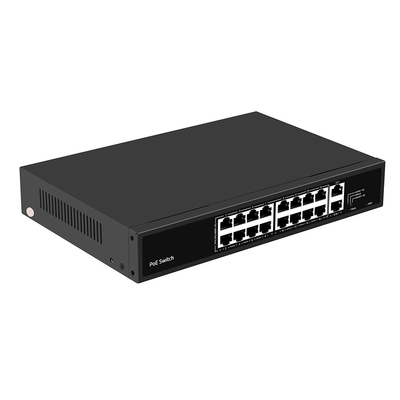 16 Port PoE Switch 10/100M Ethernet 2 SFP/RJ45 Uplink ile CCTV Kameralar için 300W Bütçe