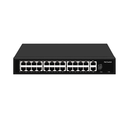 24 Port CCTV Poe Değiştiricisi Yönetilmeyen 100M Hızlı Ethernet Rack Tipi 300W Bütçe AC Girişi