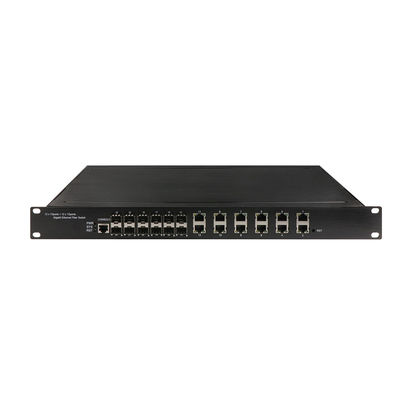 Endüstriyel Yönetilebilir POE Anahtar 12 RJ45 12 SFP L2 Yönetilebilir Raf Tipi 340W POE Bütçesi CCTV İzleme için