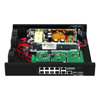 8 Port UPoE Rack Yönetilen Değiştirici 900W Bütçe 220V Giriş 2.5G Fiber Gigabit Ethernet