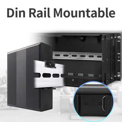 Endüstriyel Yönetilmeyen Poe Değiştiricisi 5 Port Gigabit Ağı 15.4W/30W Standart 120W Din Rail