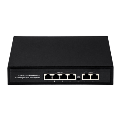 OEM ODM Hızlı Ethernet 10/100mbps 4 Port Poe Değiştiricisi 2 Uplink Port Ağı Değiştiricisi